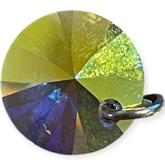 Sun Moon Face Pendant with Iridescent Crystal Drop | Celestial Boho Charm - Picture 5 of 7